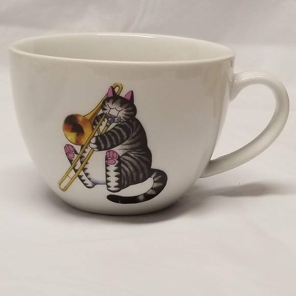 Kliban Style Cat with Trumpet Stoneware Coffee Mug, 17oz. Avesta Project… - Picture 4 of 6